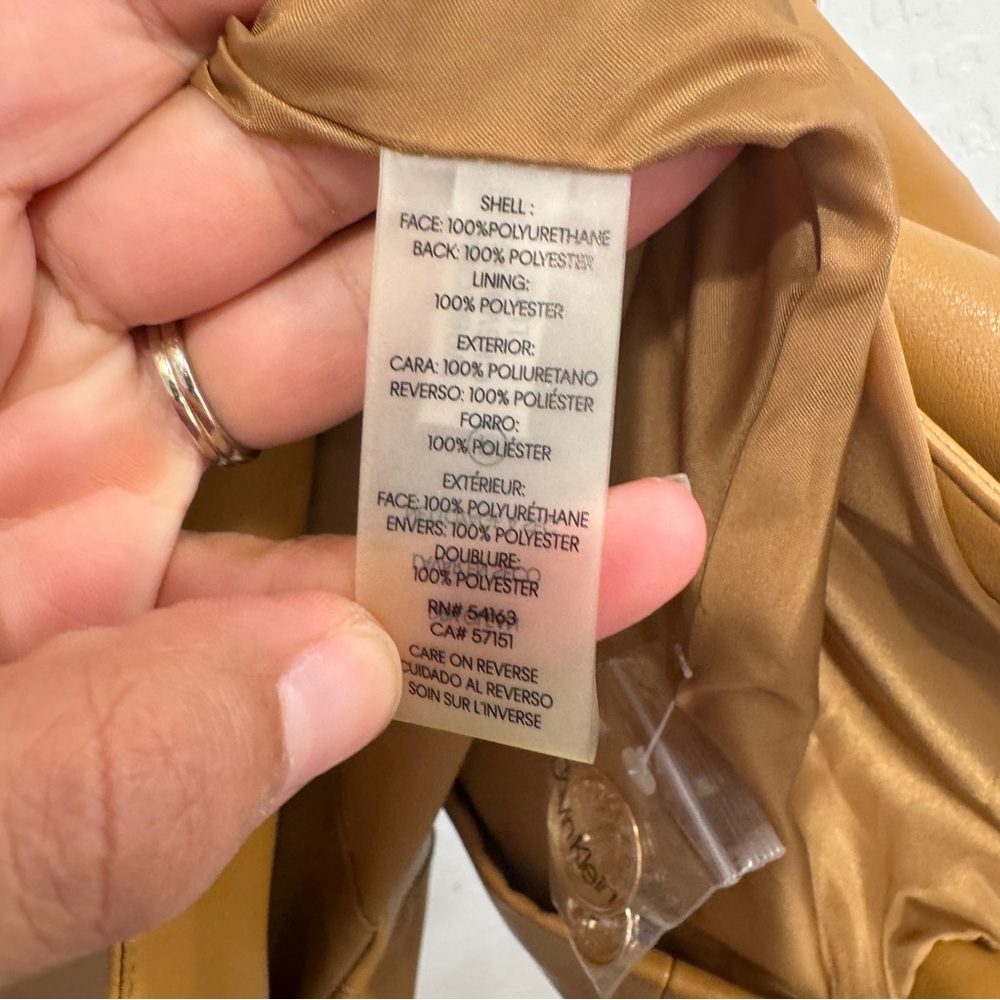 Calvin Klein Double-Breasted Faux Leather Blazer Womens 24W Business Casual - Picture 6 of 11